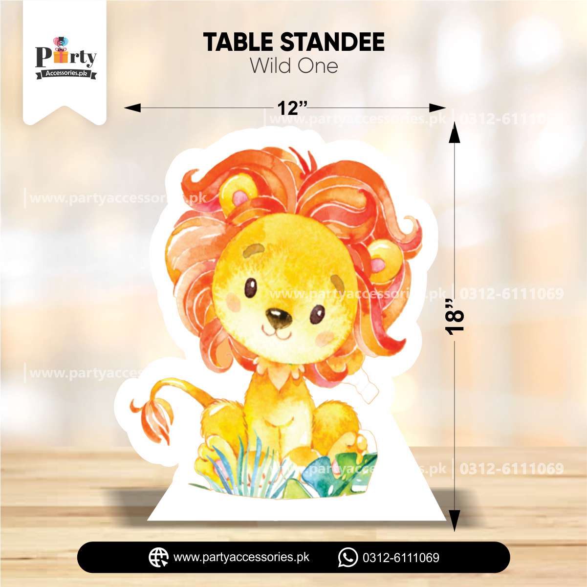 Wild One Theme Animal Shape Standing Character Cutouts for Birthday Party Decoration