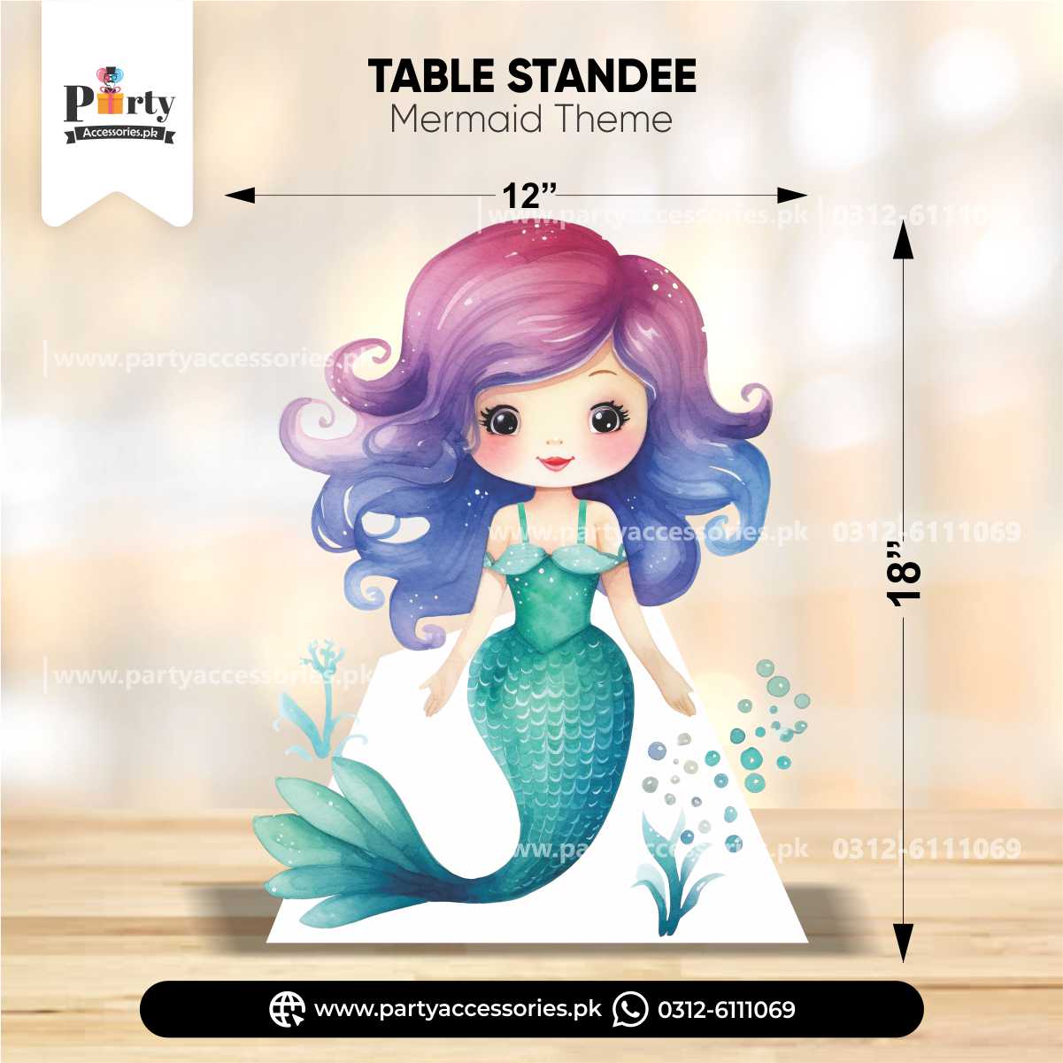 Mermaid Theme Standing Character Cutouts for Birthday Party Decoration