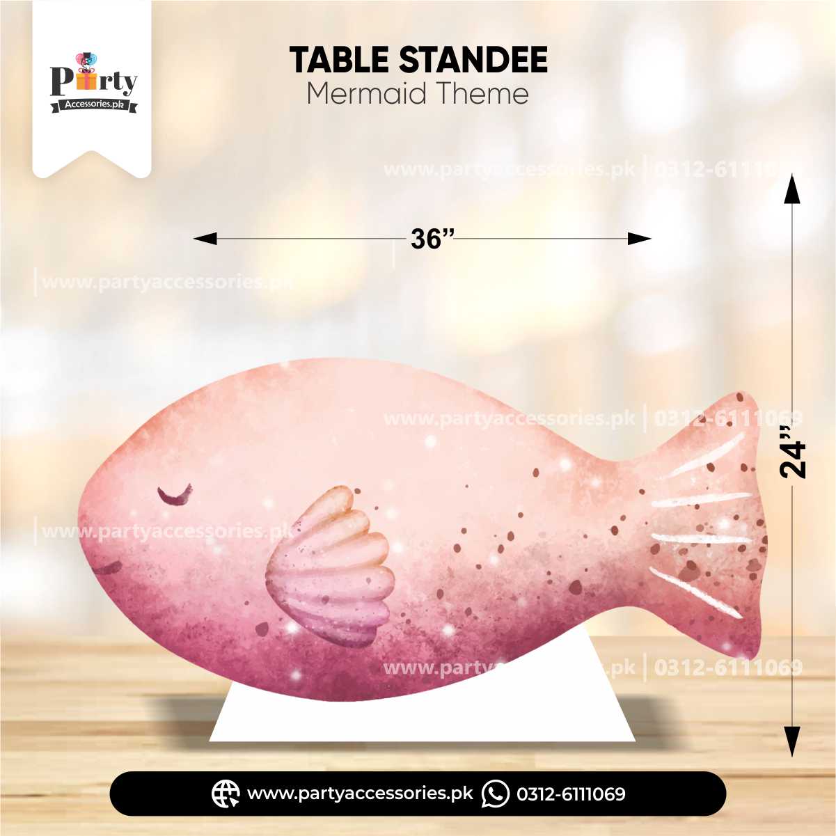 Mermaid Theme Standing Character Cutouts for Birthday Party Decoration