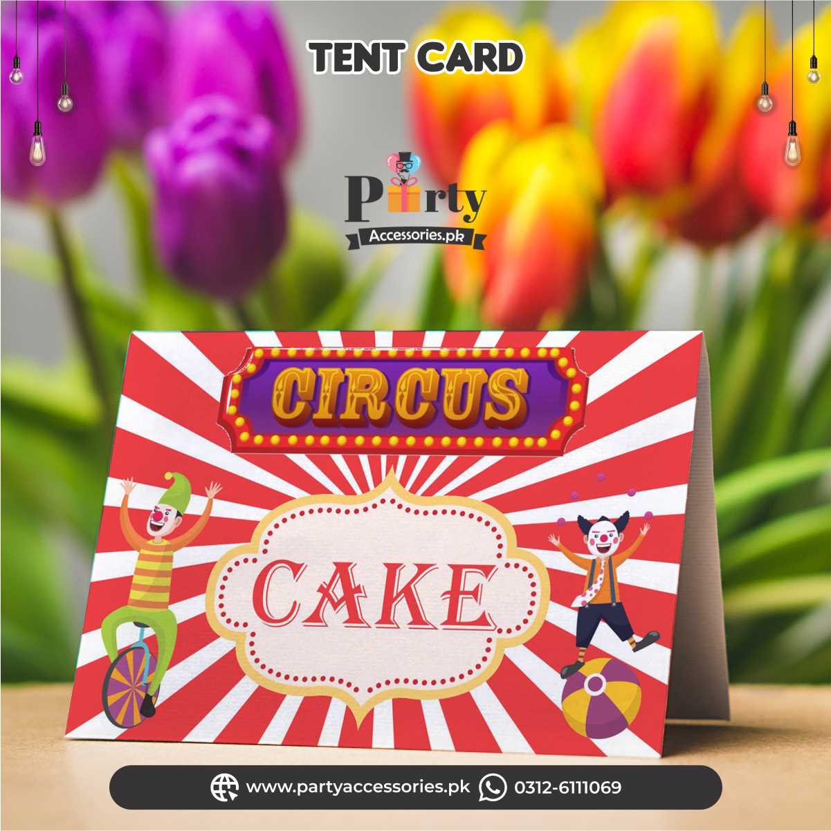Circus Carnival theme customized table tent cards for decoration | pack of 8