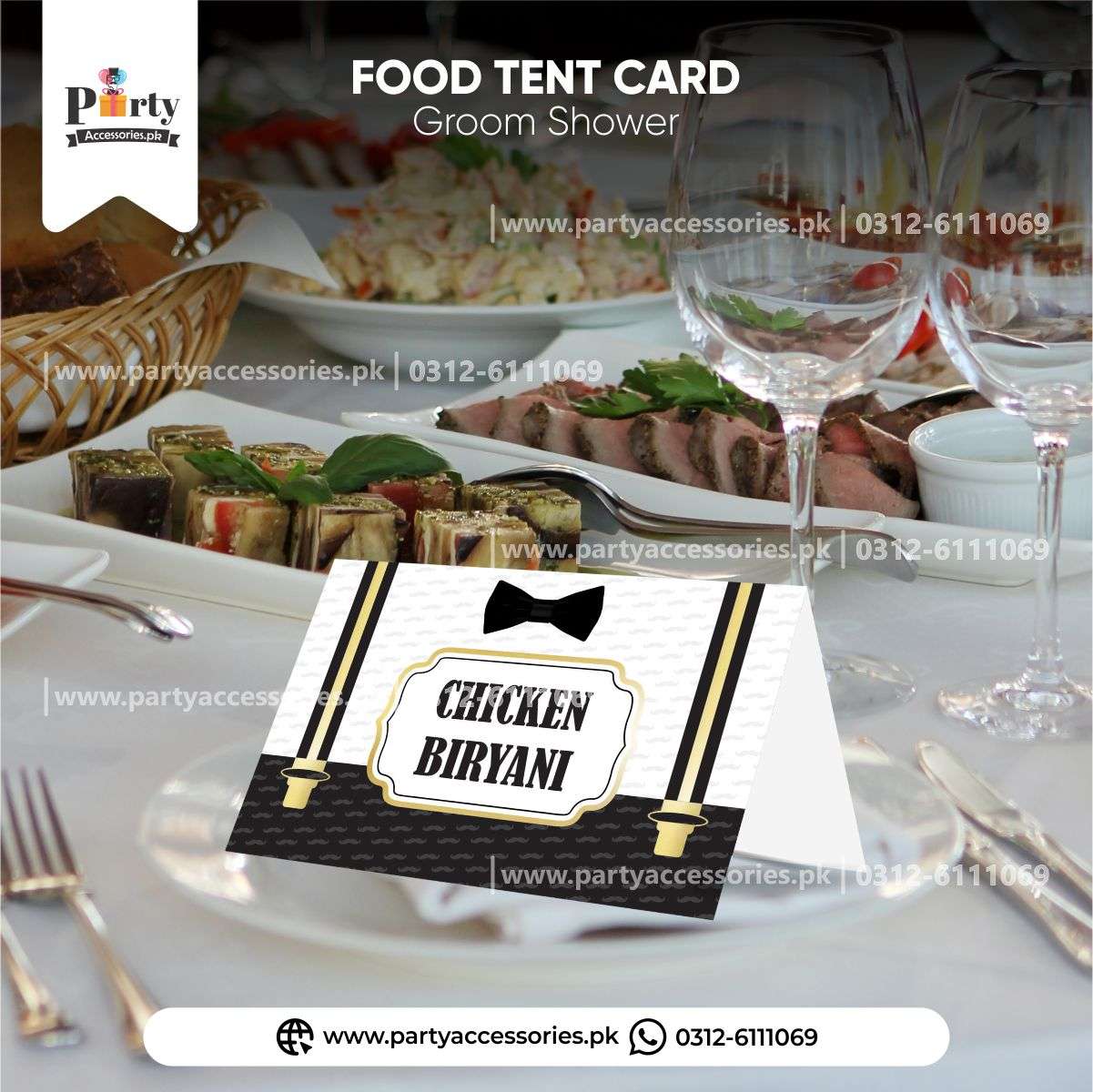 groom shower table tent cards
