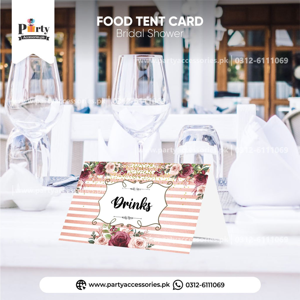 Bridal shower customized table tent cards for decoration pinterest decoration ideas