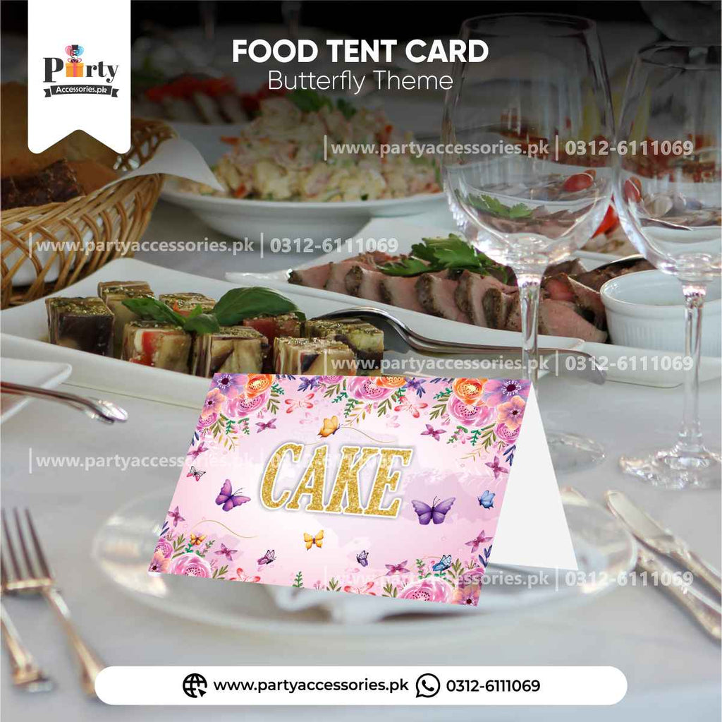 Customized Food Tent Card In Butterfly Theme