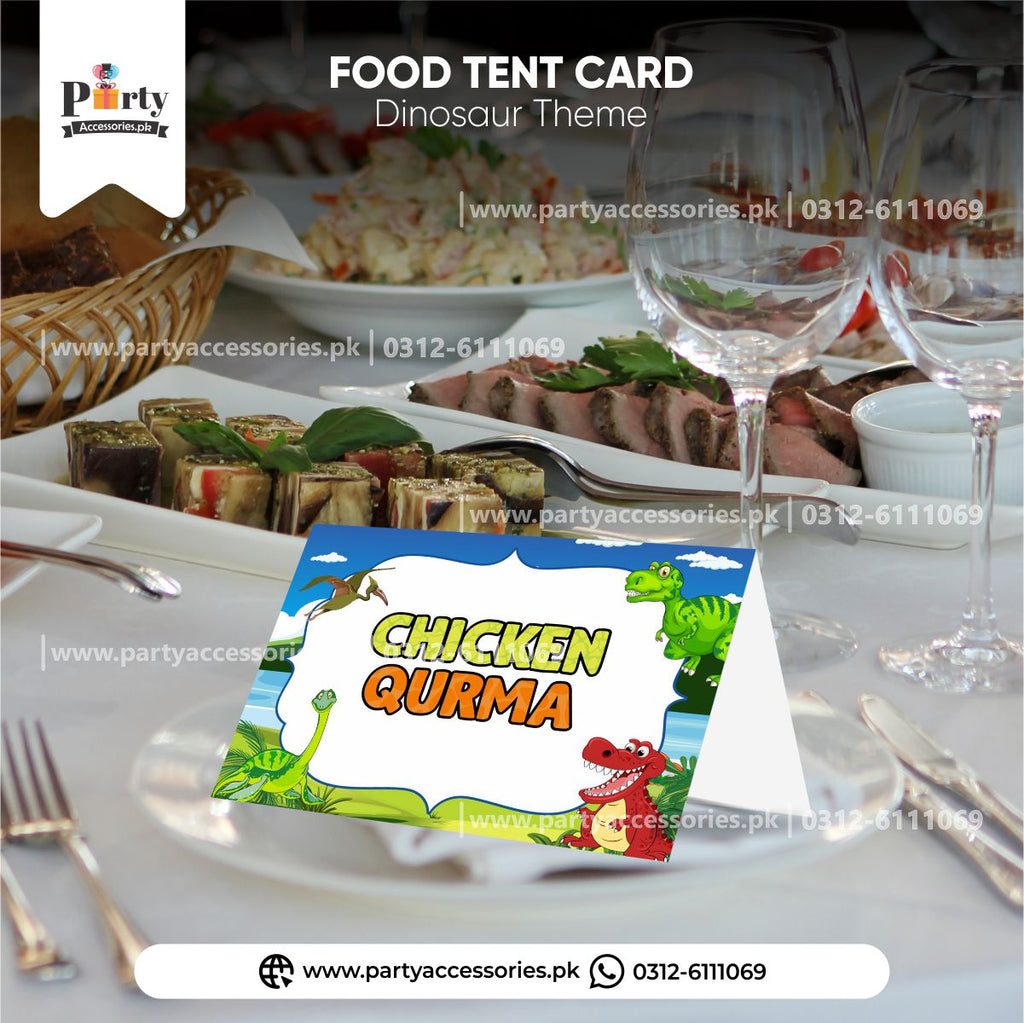 dinosaur theme customized table tent cards 