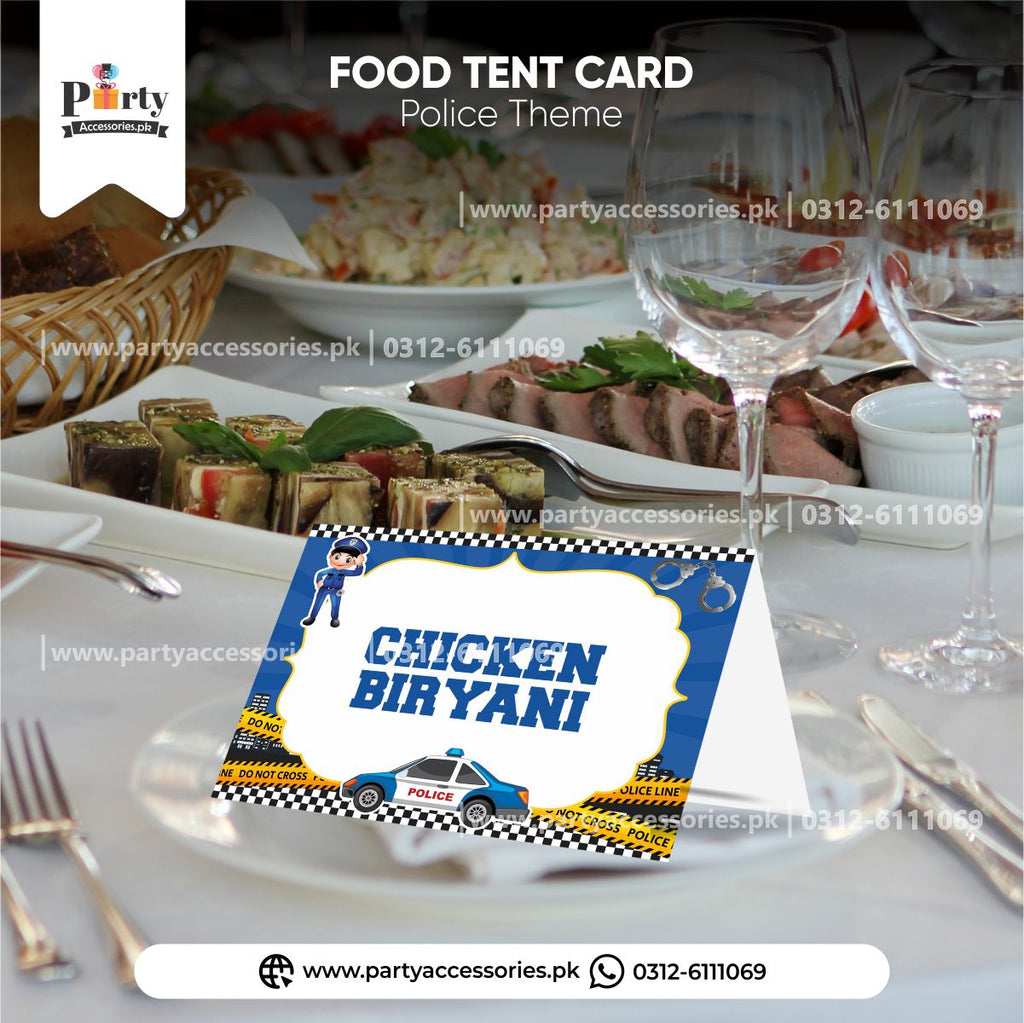 policeman theme customized table tent cards 