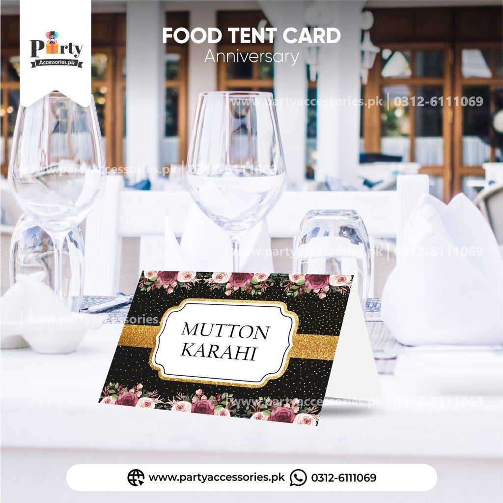 anniversary theme customized table tent cards