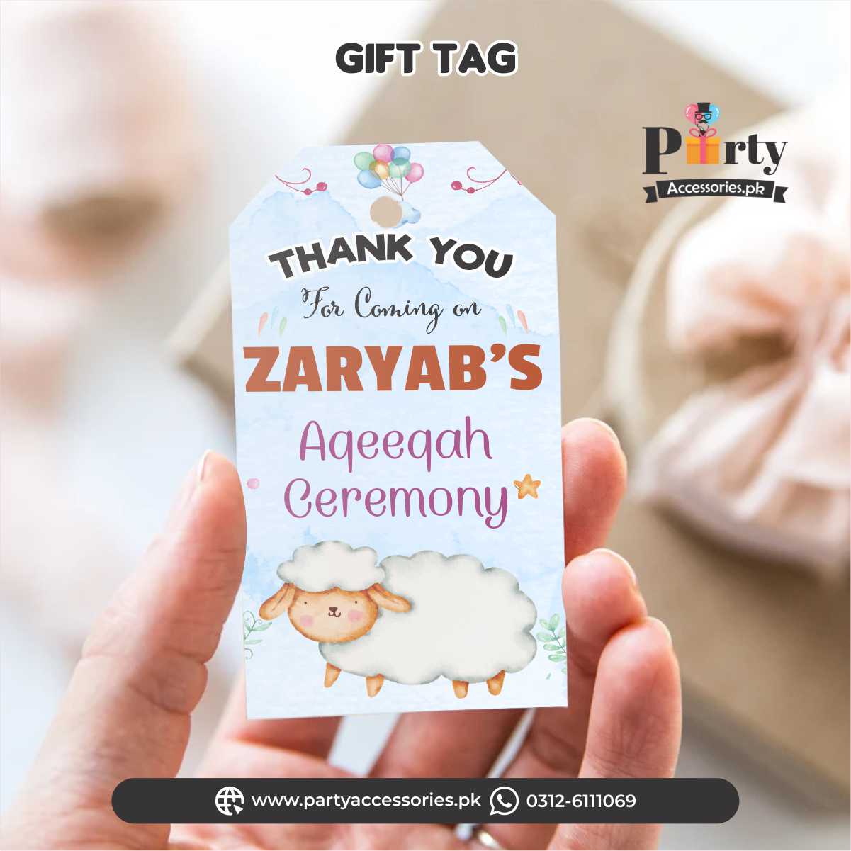 Aqeeqa celebration thank you tags | pack of 12 for boy 