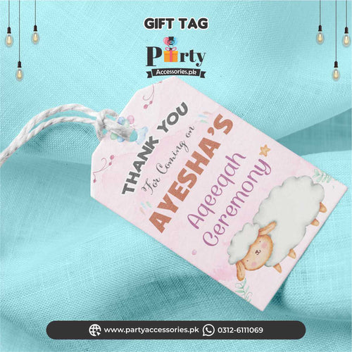 Aqeeqa celebration thank you tags | pack of 12 for girl 