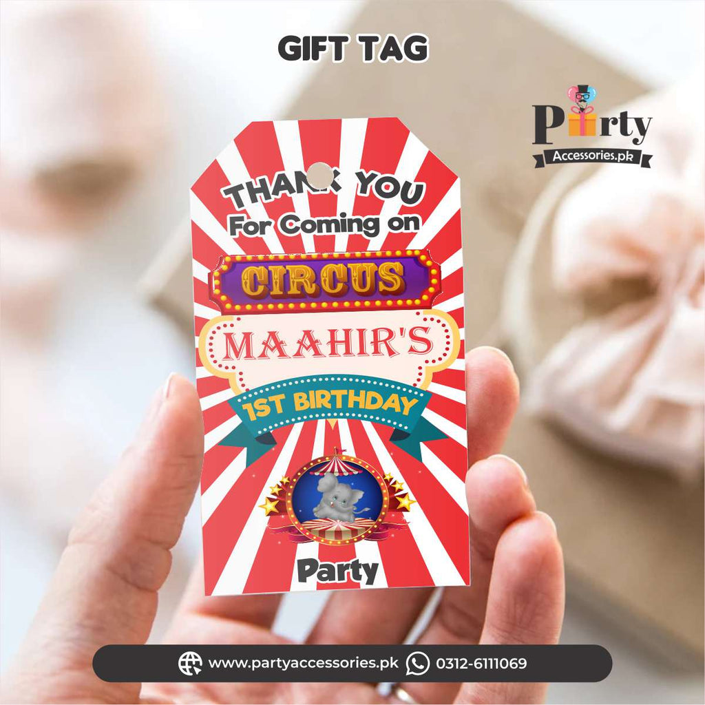 thank you tags in circus carnival theme 