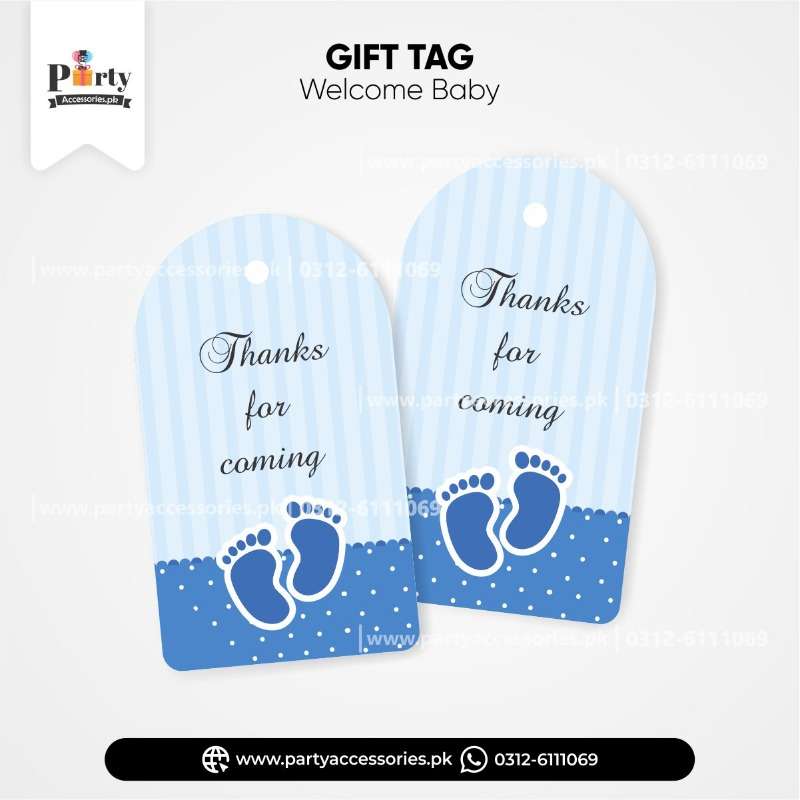Welcome baby decoration ideas customized thank you tags for baby boy