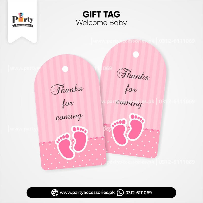 Welcome baby decoration ideas customized thank you tags for baby girl