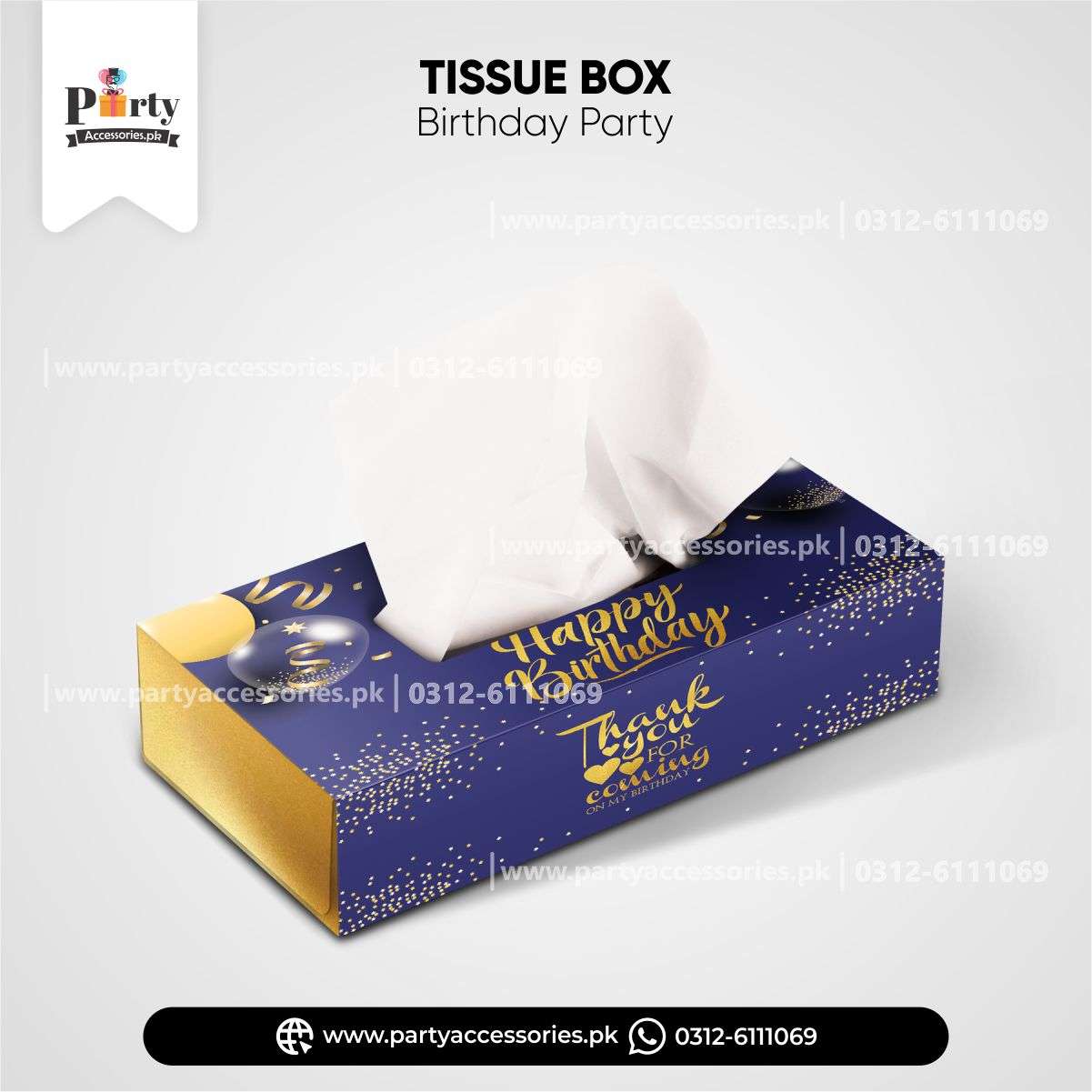 navy blue color tissue box for birthdays