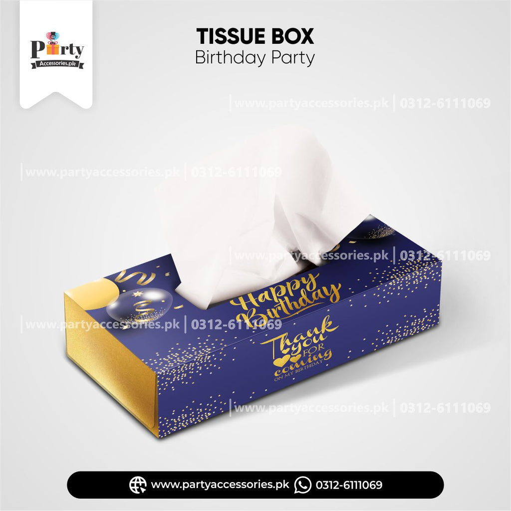 navy blue color tissue box for birthdays