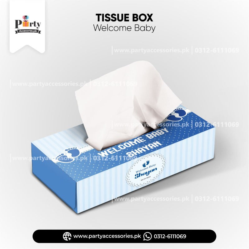 Welcome baby decoration ideas | Customized Tissue Box for baby boy
