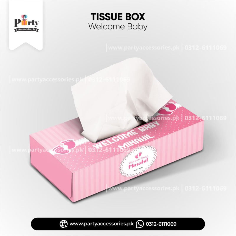 Welcome baby decoration ideas | Customized Tissue Box for baby girl