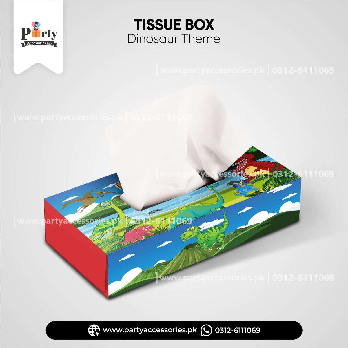 DINOSAUR THEME CUSTOMIZED TISSUE BOX FOR TABLE DECORATIONS