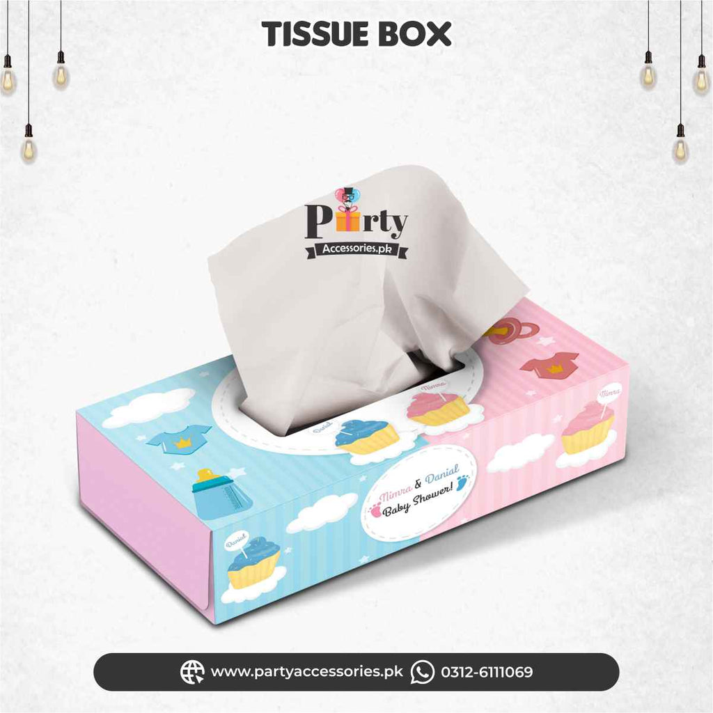 gender reveal table decoration tissue box cover 