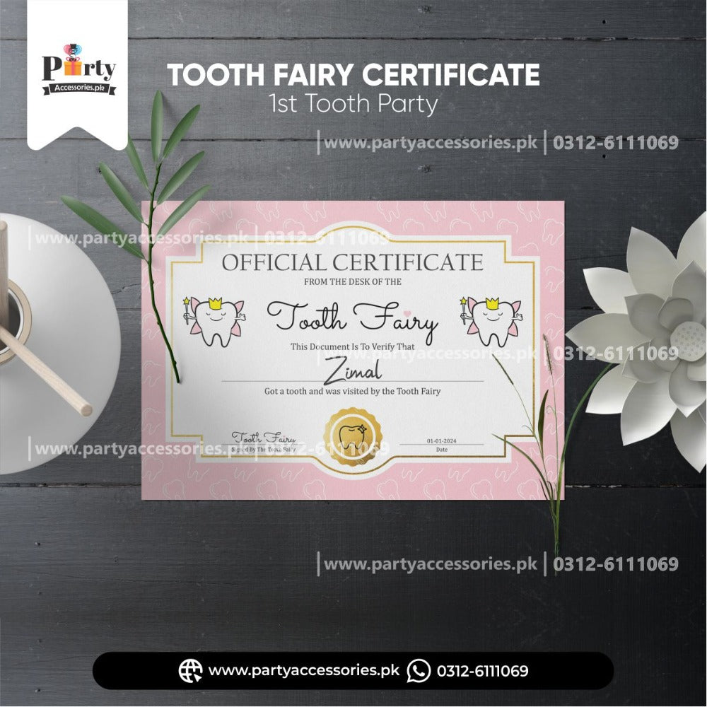 first tooth fairy certificate 