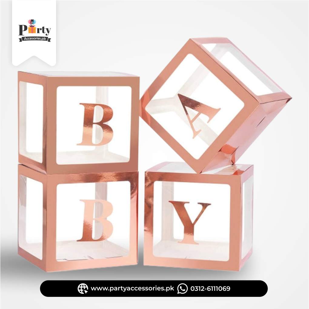 Rose Gold Color Tranparent Baby Boxes for Decoration 