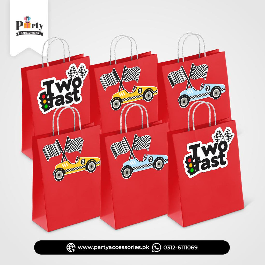 Two Fast Theme Birthday Cutout Goody Bags | Premium Party Favors 6 pcs Pack