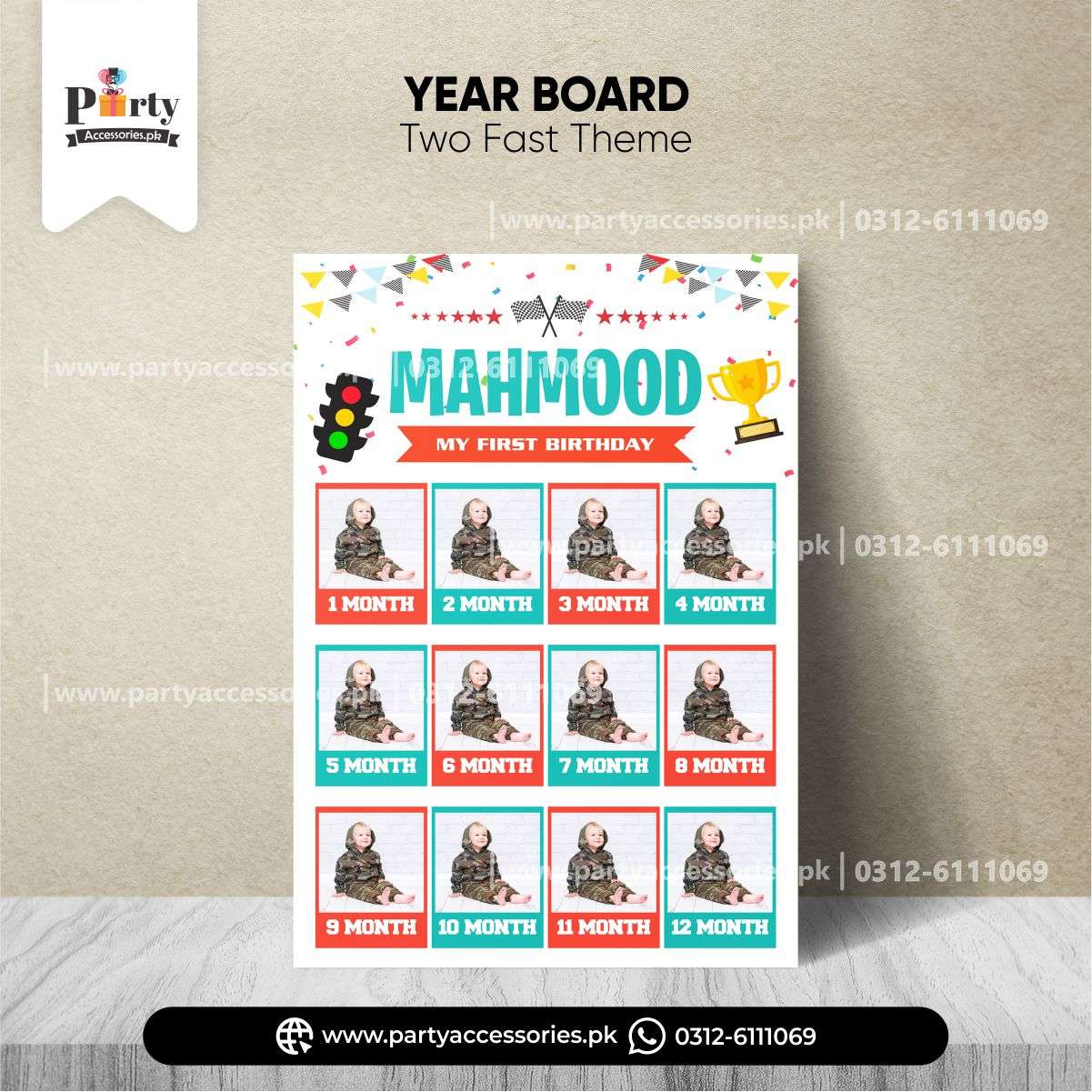 Two Fast Theme Month Wise Year Picture Board ( Milestone Board )