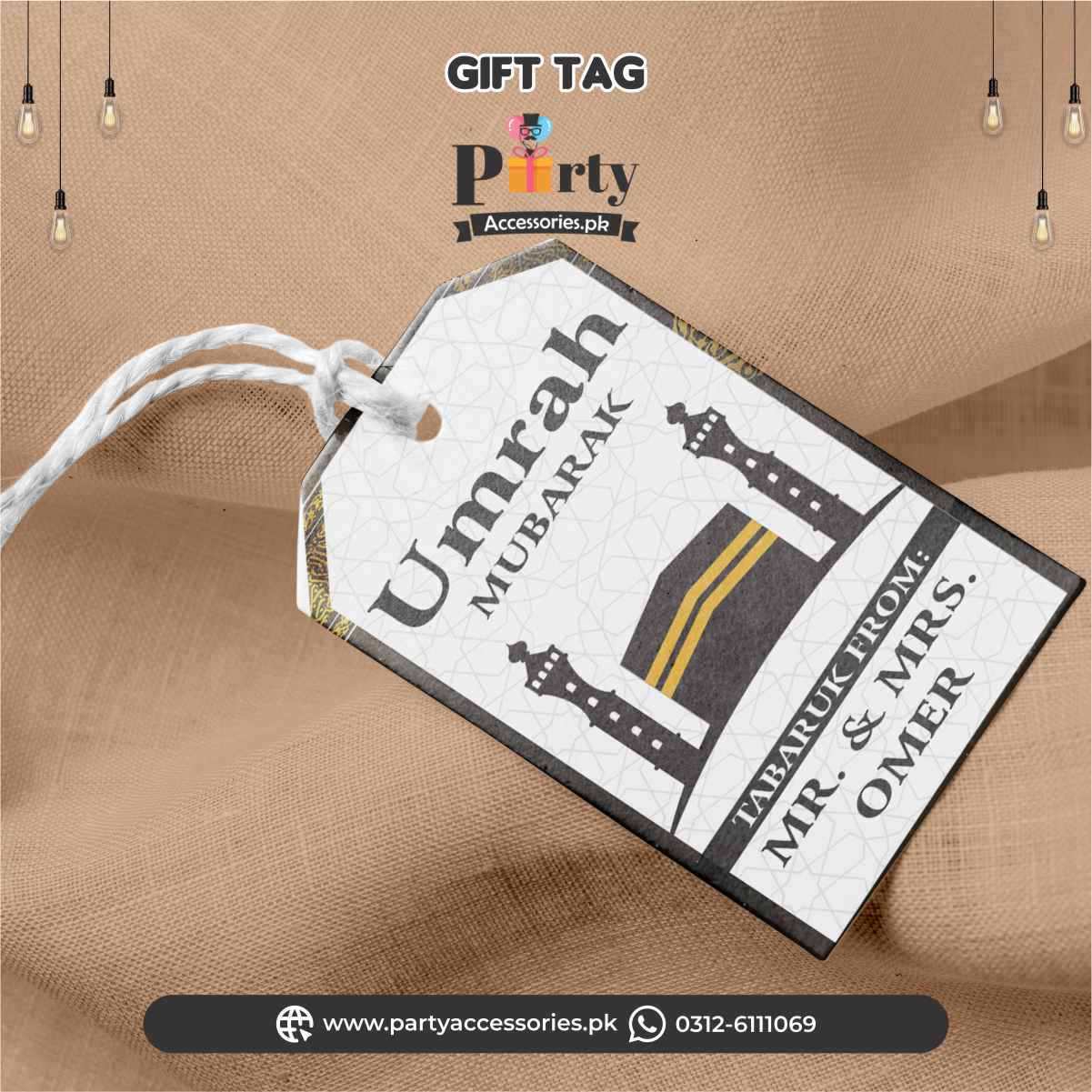 Umrah Mubarak Gift thank you tags | pack of 12