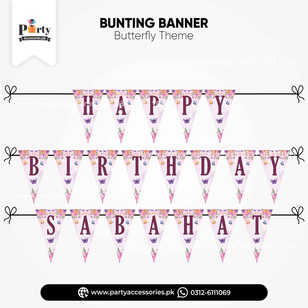 Customized Butterfly Theme V-Shaped Bunting Banner 