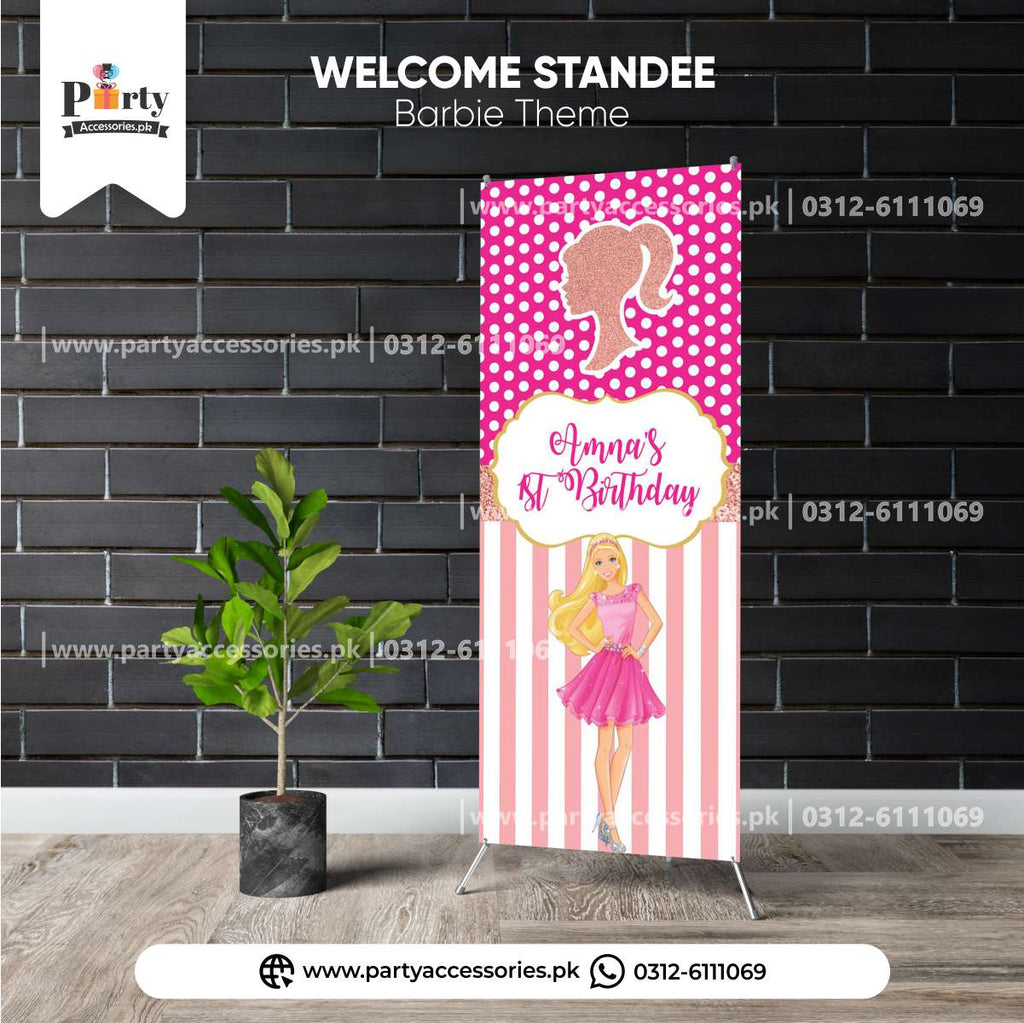 Customized Welcome Standee for Barbie theme party amazon ideas