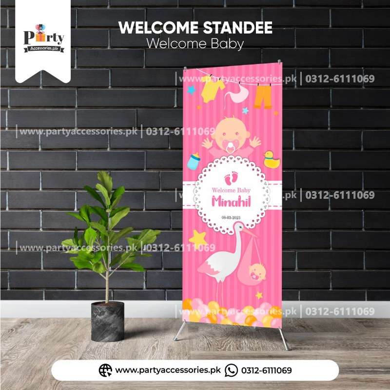 Welcome baby decoration ideas | Customized Welcome Standee for baby girl