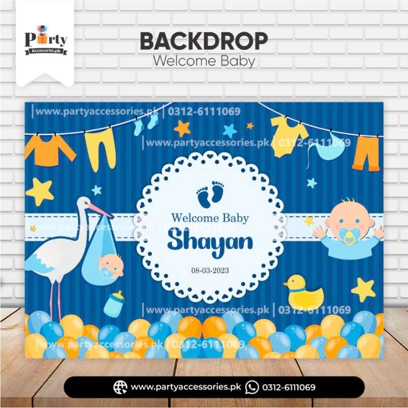 Welcome baby decoration ideas | Customized wall Backdrop for baby boy