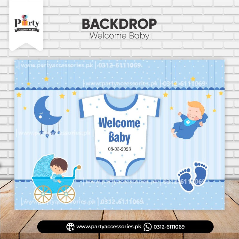 Welcome baby decoration ideas | penaflex  Backdrop for baby boy