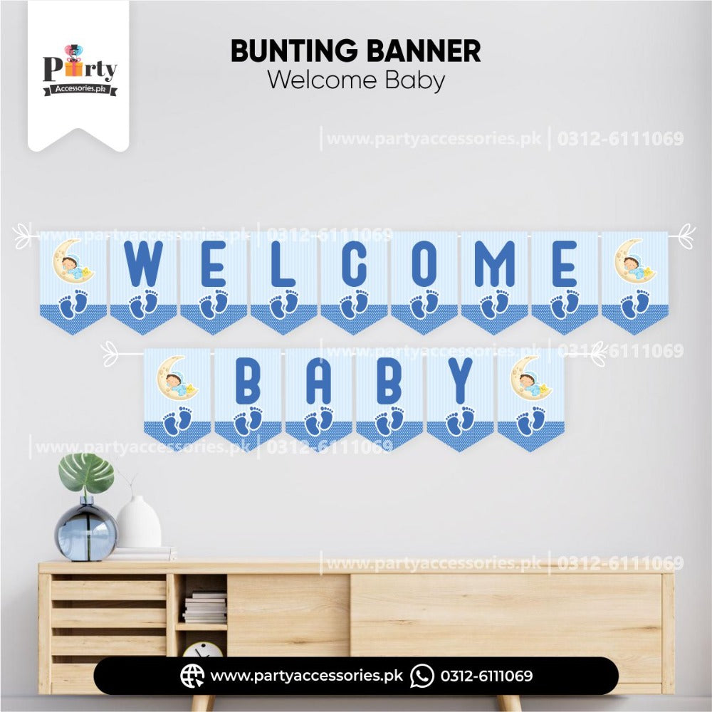 Welcome baby decoration ideas | backdrop Wall Bunting Banner for baby boy