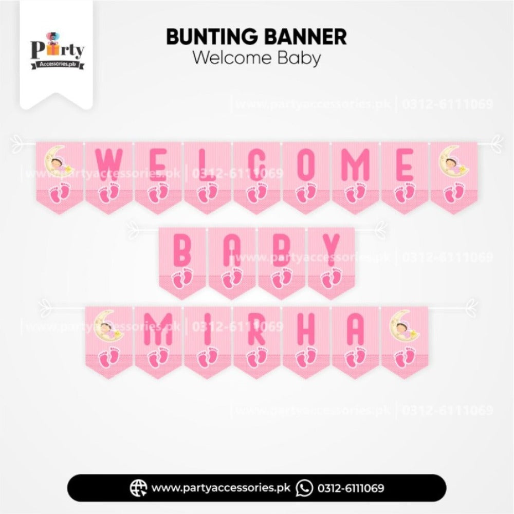 Welcome baby decoration ideas Wall Bunting Banner for baby girl