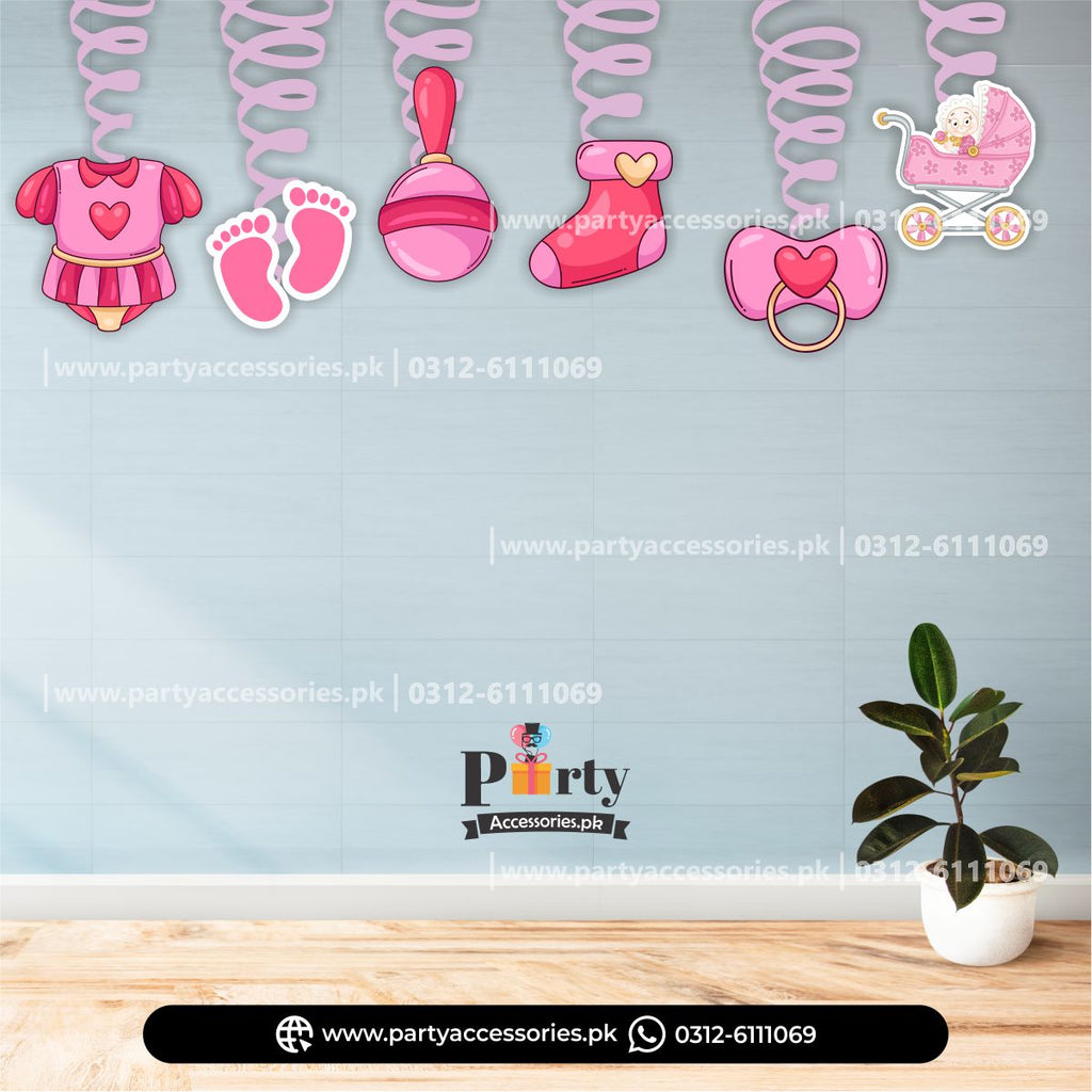 Welcome baby Decoration ideas | Spiral Hanging swirls for baby Girl