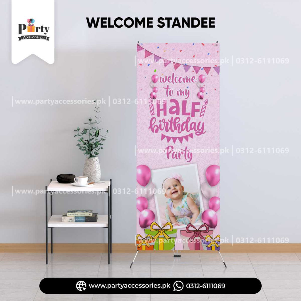 half birthday theme customized welcome standee