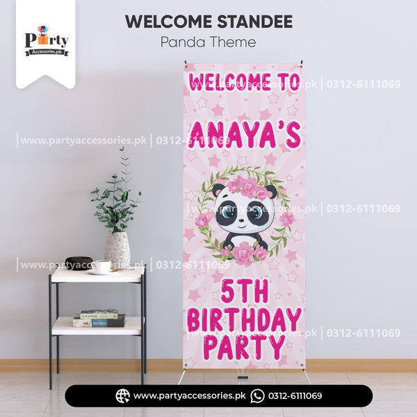 Panda Girl Theme Customized Welcome Standee for Birthday Party Entrance Decor