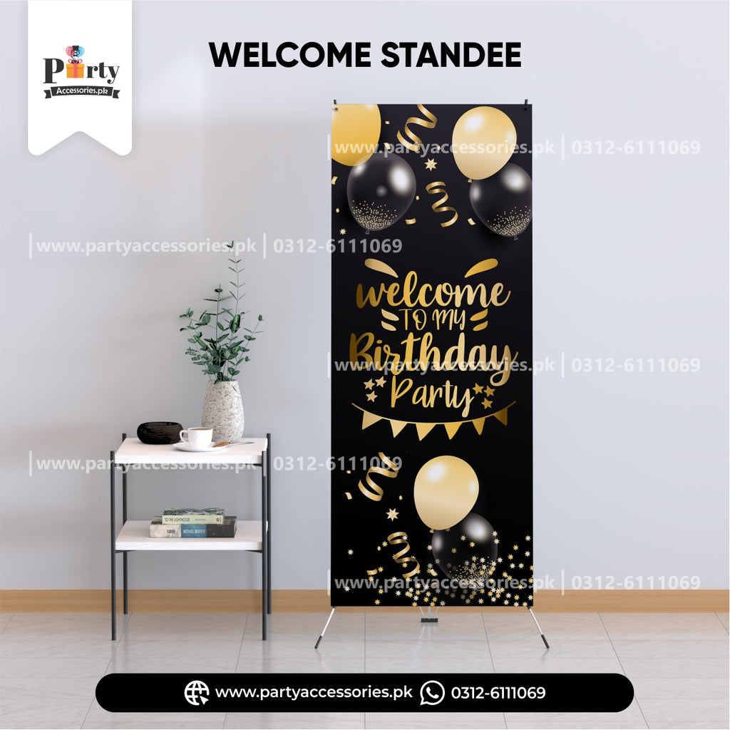 black color welcome standee for birthday party 