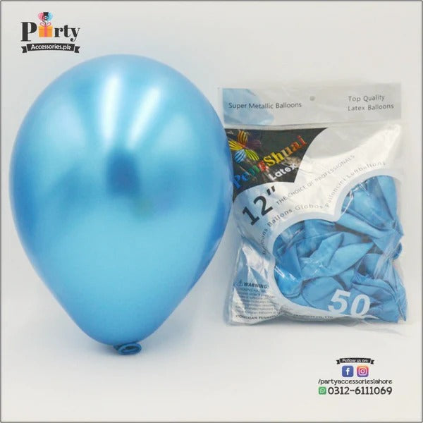 blue chrome balloons in half birthday theme colors for baby boy 