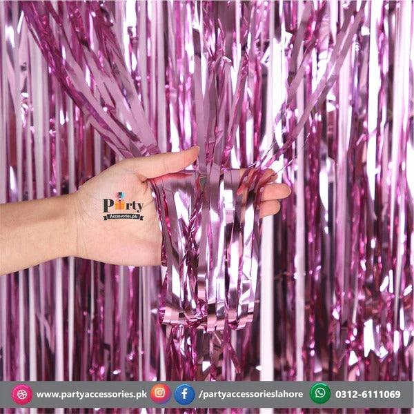light pink half birthday theme foil curtains