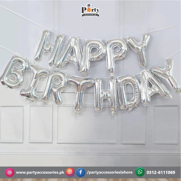 silver happy birthday foil balloons 