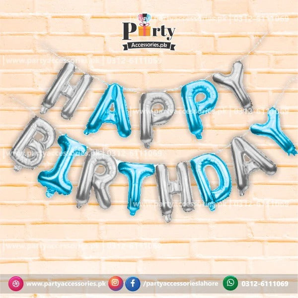 silver blue happy birthday foil balloon 