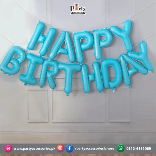 sky blue happy birthday foil balloons 