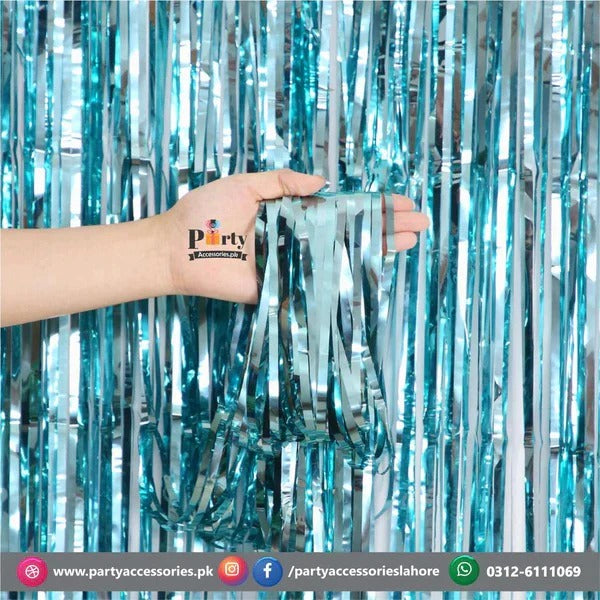 SKY BLUE THEME FOIL CURTAIN BIRTHDAY DINO PARTY CELEBRATIONS DECOR 