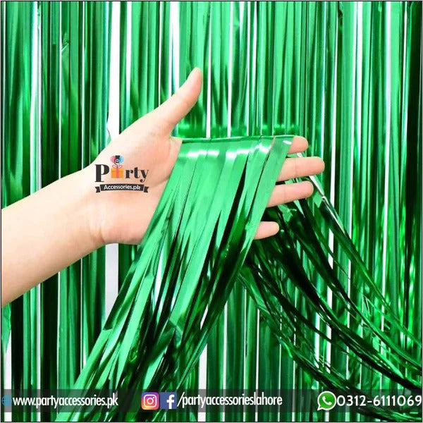 GREEN FOIL CURTAIN FOR BIRTHDAY PARTY DINO THEME 