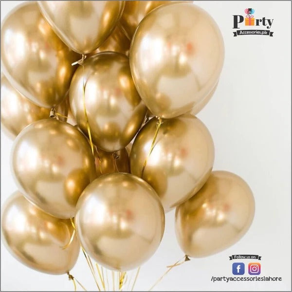 golden chrome balloons for dinosaur theme birthday party 