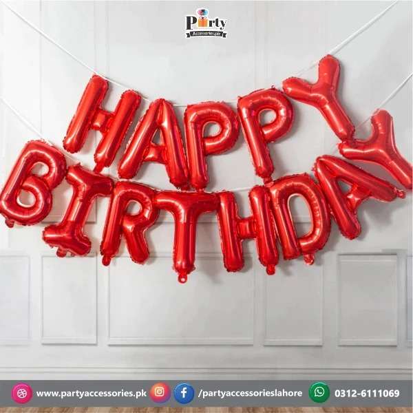 RED FOIL LETTERS IN HAPPY BIRTHDAY FOR DINO THEME BIRTHDAY PARTY 