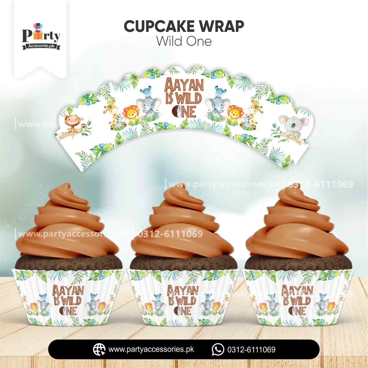 Wild One Theme Customized Cupcake Wraps for Birthday Party Decoration