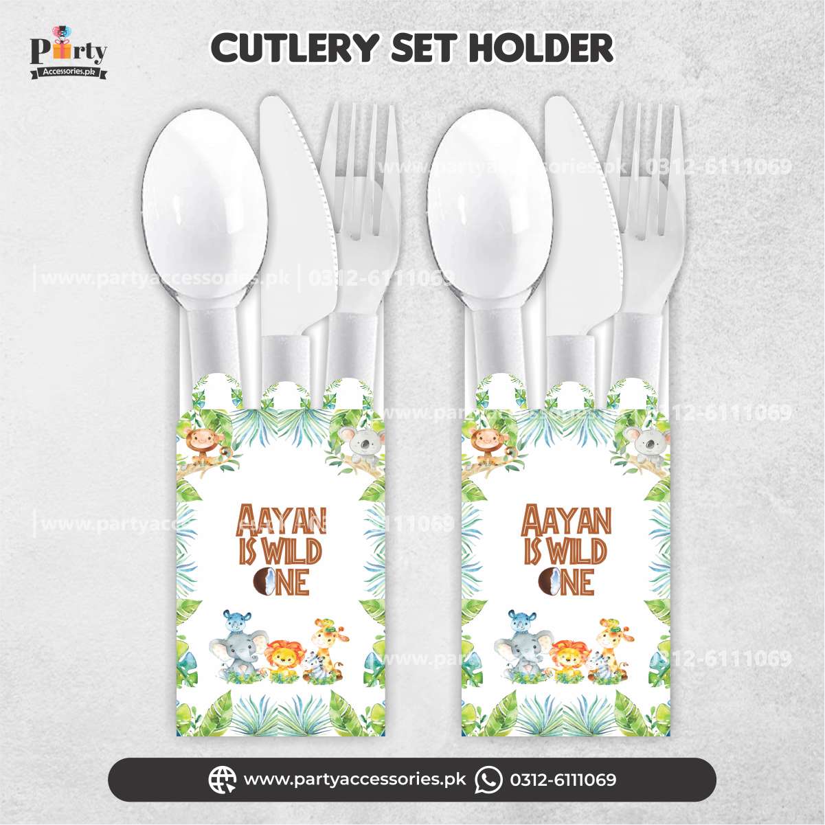 Wild One Theme Customized Disposable Cutlery Set with Holders for Decoration