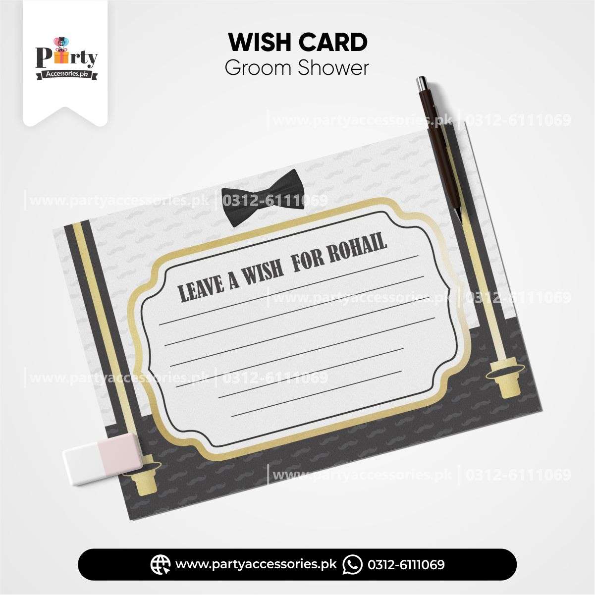 Groom Shower Wish Cards: Personalized Keepsakes for Celebrating the Groom-to-Be | pack of 6