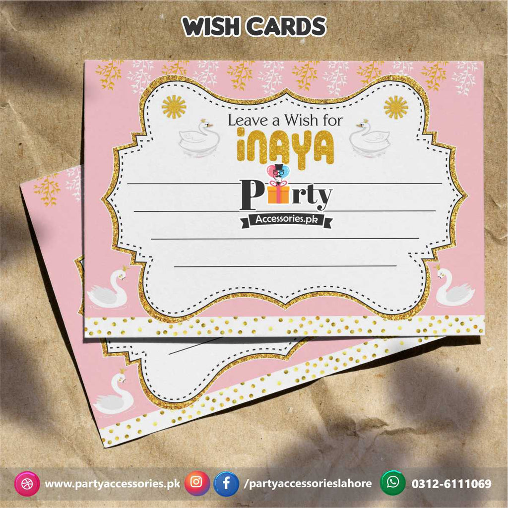 Swan theme party wish cards customized name